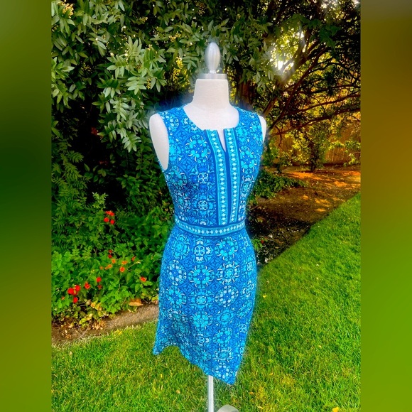 Talbots Blue Patterned Mini Dress - Picture 1 of 7